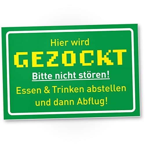 DankeDir! Gezockt - Schild 30 x 20 cm - Schüler Deko Party Zocker Türschild Zimmer Partydeko Geschenkidee - Jugendlicher Gamer Geburtstagsgeschenk Jungen Teenager Geschenk Dekoration von DankeDir!