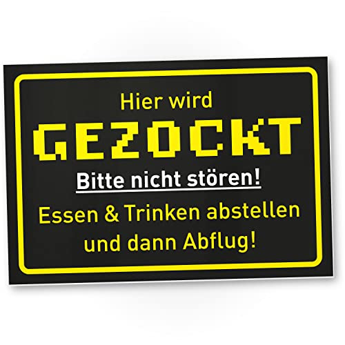 DankeDir! Gezockt - Schild 30 x 20 cm - Schüler Deko Party Zocker Türschild Zimmer Partydeko Geschenkidee - Jugendlicher Gamer Geburtstagsgeschenk Jungen Teenager Geschenk Dekoration von DankeDir!