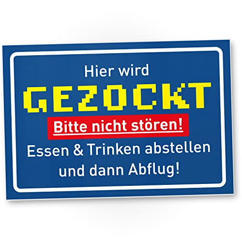 DankeDir! Gezockt - Schild 30 x 20 cm - Schüler Deko Party Zocker Türschild Zimmer Partydeko Geschenkidee - Jugendlicher Gamer Geburtstagsgeschenk Jungen Teenager Geschenk Dekoration von DankeDir!