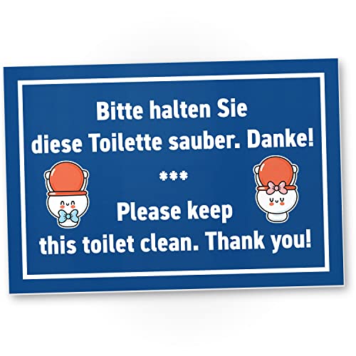 DankeDir! Halten Sie Toilette Sauber Keep Toilet Clean - 30 x 20 cm Schild - Türschild Deko Gästetoilette Wand Herren Gäste WC witzig - lustig Klo Schild Kloschild Toilette WC Schild von DankeDir!