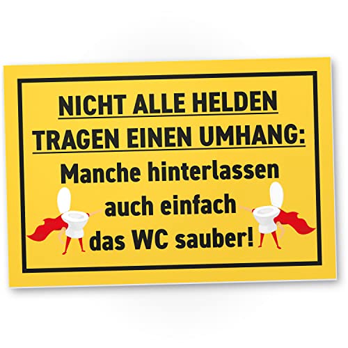 DankeDir! Helden Umhang - Schild 30 x 20 cm - Toilettenschild Kloschild Klo Schild lustig Toilette WC Schild zum aufhängen - Gäste WC Wand Deko Türschild Herren witzig Gästetoilette von DankeDir!