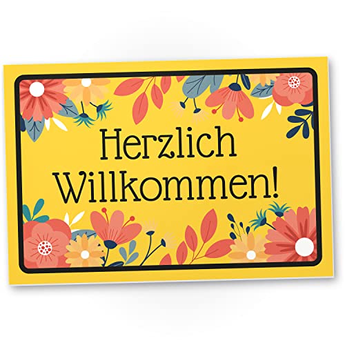 DankeDir! Herzlich Willkommen - Schild 30 x 20 cm - Geschenkidee Deko Partydeko Party Geschenk Kollegen Freunde - lustiger Spruch Spruchschild Geburtstagsgeschenk Wanddeko Türschild von DankeDir!