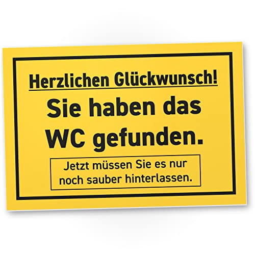 DankeDir! WC sauber hinterlassen - 30 x 20 cm Schild - Deko witzig Gäste WC  Gästetoilette Türschild Herren Wand - Klo Schild zum aufhängen Kloschild