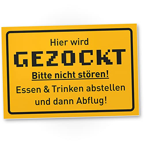 DankeDir! Hier wird gezockt Schild - Partydeko Zocker Geschenkidee Deko Spielzimmer Schüler Türschild Zimmer Party - Teenager Geschenk Gamer Geburtstagsgeschenk Dekoration Jugendlicher von DankeDir!