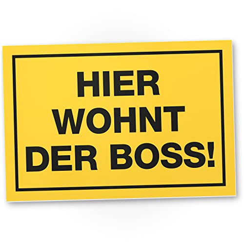 DankeDir! Hier wohnt der Boss - 30 x 20 cm Schild - Türschild lustiger Spruch Geburtstagsgeschenk Wanddeko Spruchschild - Deko Kollegen Freunde Party Geschenk Partydeko Geschenkidee von DankeDir!