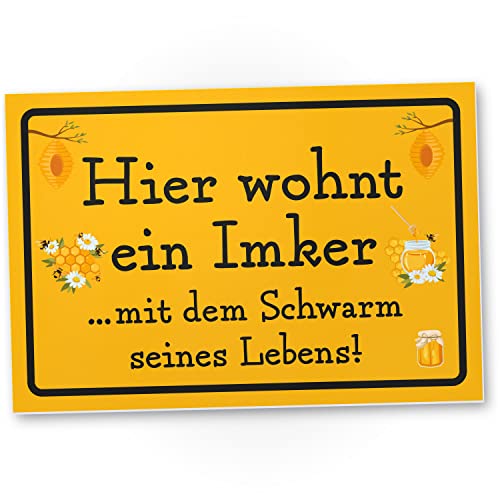 DankeDir! Hier wohnt ein Imker - 30 x 20 cm Schild - Geburtstagskarte Geschenkidee Partydeko Geburtstagsdeko - Geschenk Männer Imkerei Bienen Geburtstagsgeschenk Geburtstag Freund von DankeDir!