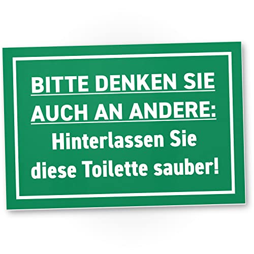 DankeDir! Hinterlassen Sie die Toilette Sauber - Schild 30 x 20 cm - Gäste WC Herren Deko witzig Türschild Wand Gästetoilette - lustig Klo Schild WC Schild zum aufhängen Kloschild von DankeDir!