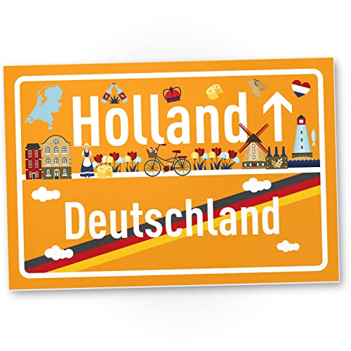 DankeDir! Holland Deutschland Ortsschild - Schild 30 x 20 cm - Geschenk Idee Gutschein Reise Urlaub Reisegutschein Männer & Frauen Geldgeschenk Abschiedskarte Geschenkidee Deko Karte von DankeDir!