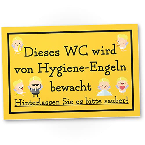 DankeDir! Hygiene Engel - 30 x 20 cm Schild - WC Schild zum aufhängen lustig Klo Schild Kloschild Toilette Toilettenschild - Wand Herren Türschild witzig Deko Gäste WC Gästetoilette von DankeDir!