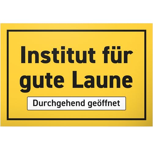 DankeDir! Institut Gute Laune - 30 x 20 cm Schild - Türschild Spruchschild Geburtstagsgeschenk Wanddeko lustiger Spruch - Geschenkidee Deko Partydeko Party Kollegen Freunde Geschenk von DankeDir!