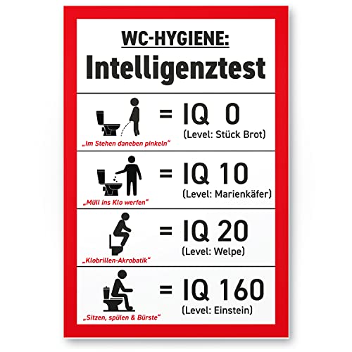 DankeDir! Intelligenztest - Schild 30 x 20 cm - Toilette Toilettenschild Klo Schild Kloschild lustig WC Schild zum aufhängen - Herren Gäste WC Türschild Deko Wand witzig Gästetoilette von DankeDir!