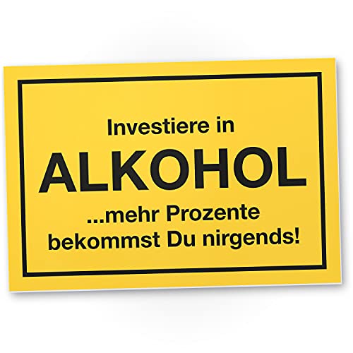 DankeDir! Investiere in Alkohl Schild mit Spruch Lustige Geschenkidee Geburtstagsgeschenk bester Freund Kumpel Kleines Geschenk Männer Deko Wanddeko Party Zubehör Trinkspiele von DankeDir!