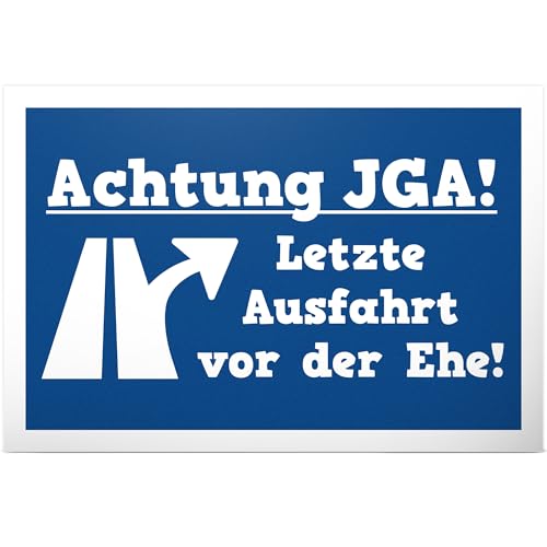 DankeDir! JGA Letzte Ausfahrt vor Ehe - Schild 30 x 20 cm - Partydeko Junggesellenabschied Accessoires - Geschenk Bräutigam Braut Deko Idee Karte Überraschung Bachelor Party Bride Groom Bauchladen von DankeDir!