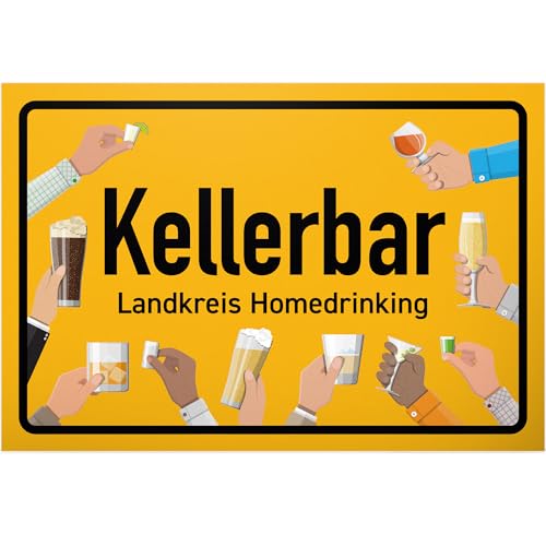 DankeDir! Kellerbar Landkreis Homedrinking - Schild 30 x 20 cm - Partydeko Geburtstagsgeschenk Geschenkidee lustiger Spruch Geburtstagsdeko - JGA Party Partykeller Alkohol Geschenk von DankeDir!