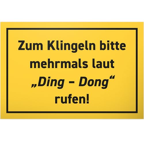 DankeDir! Klingeln Ding Dong - 30 x 20 cm Schild Büro Laden - Wanddeko Geburtstagsgeschenk Spruchschild Türschild lustiger Spruch - Kollegen Freunde Geschenk Deko Geschenkidee von DankeDir!