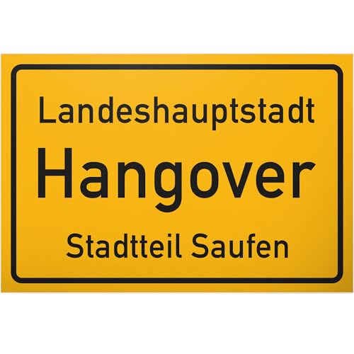 DankeDir! Landeshauptstadt Hangove r- Schild 30 x 20 cm Lustige Geschenkidee Geburtstagsgeschenk Bester Freund Sauf-Kumpel Kleines Geschenk Männer Party Zubehör - witzige Deko Trinkspiele von DankeDir!
