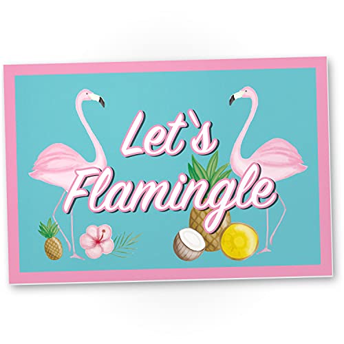 DankeDir! Let's Flamingle - Flamingo Schild mit Spruch Wanddeko Party Deko Dekoration Wohnung - süße Geschenkidee Geburtstagsgeschenk - Geschenk beste Freundin von DankeDir!