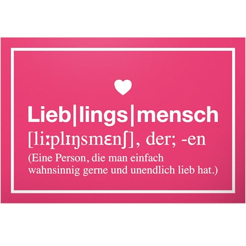 DankeDir! Lieblingsmensch Definition Rosa - Schild Türschild Süße Geschenkidee Geburtstagsgeschenk beste Freundin Kleines persönliches Geschenk Lieblingsmenschen Deko - Wanddeko von DankeDir!