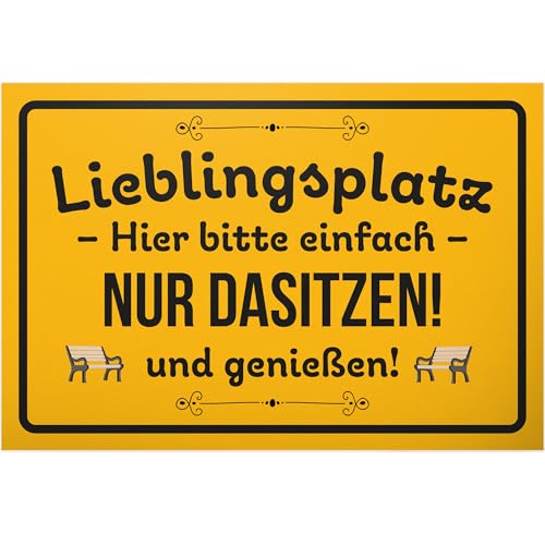 DankeDir! Lieblingsplatz - Schild 30 x 20 cm - Party Deko Geschenkidee Geschenk Kollegen Freunde Partydeko - Zuhause Türschild Geburtstagsgeschenk Spruchschild Garten Bank von DankeDir!