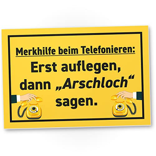 DankeDir! Merkhilfe beim Telefonieren - 30 x 20 cm Schild - Deko Partydeko Kollegen Freunde Party Geschenkidee Geschenk - Spruchschild Geburtstagsgeschenk Türschild lustiger Spruch von DankeDir!