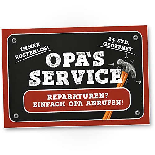 DankeDir! Opa's Service Schild 30 x 20 cm - Süßes Türschild Opa’s Werkstatt Wanddeko Geschenkidee Geburtstagsgeschenk Opa Persönliches süßes Geschenk Großvater die Großeltern von DankeDir!