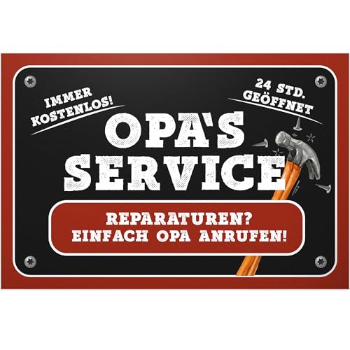 DankeDir! Opa's Service Schild 30 x 20 cm - Süßes Türschild Opa’s Werkstatt Wanddeko Geschenkidee Geburtstagsgeschenk Opa Persönliches süßes Geschenk Großvater die Großeltern von DankeDir!
