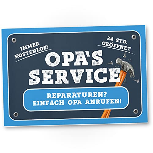 DankeDir! Opa's Service Schild - Süßes Türschild Opa’s Werkstatt Wanddeko Geschenkidee Geburtstagsgeschenk Opa Persönliches süßes Geschenk Großvater die Großeltern von DankeDir!