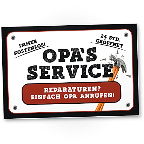 DankeDir! Opa's Service Schild - Süßes Türschild Opa’s Werkstatt Wanddeko Geschenkidee Geburtstagsgeschenk Opa Persönliches süßes Geschenk Großvater die Großeltern von DankeDir!