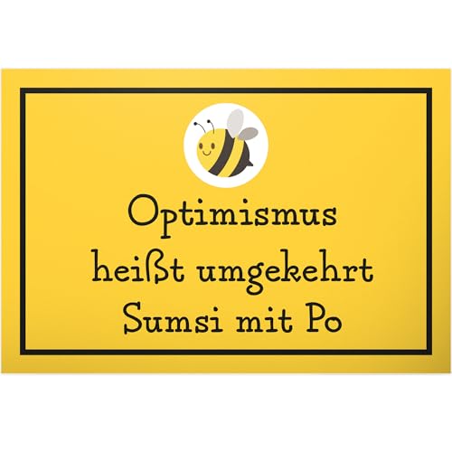 DankeDir! Optimismus Sumsi mit Po - 30 x 20 cm Schild - Karte lustiger Spruch Wanddeko Türschild Geburtstagsgeschenk Freundin Spruchschild - Geschenkidee Geschenk Kollegin Deko von DankeDir!