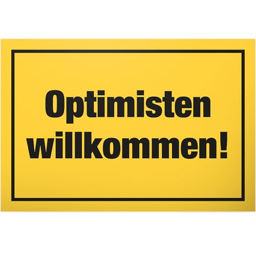DankeDir! Optimisten willkommen - Schild 30 x 20 cm - Deko Partydeko Party Kollegen Freunde Geschenkidee Geschenk - Wanddeko Wandschild Türschild Geburtstagsgeschenk Spruchschild lustiger Spruch von DankeDir!