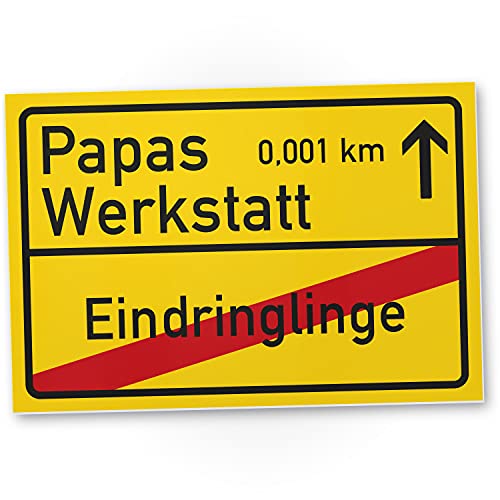 DankeDir! Papas Werkstatt Ortsschild 30 x 20 cm Schild - Türschild Geschenkidee Geburtstagsgeschenk Vater Geschenk Geburtstag Papa Wanddeko Werkstatt Garage Deko das Haus von DankeDir!