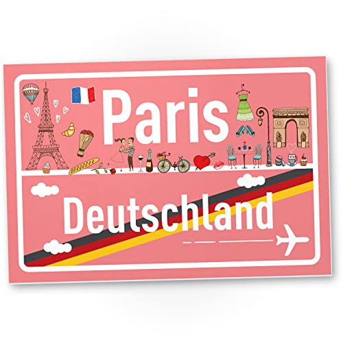 DankeDir! Paris Deutschland Ortsschild - Schild 30 x 20 cm - Geschenk Idee Gutschein Reise Urlaub Reisegutschein Männer & Frauen Geldgeschenk Abschiedskarte Geschenkidee Deko Karte von DankeDir!