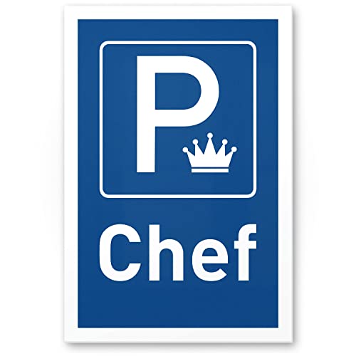 DankeDir! Parkplatz Chef Schild 30 x 20 cm - Witziges Geschenk für Chef Kollegen Ehemann Freund - Geschenkidee für Garage Privatparkplatz Büroparkplatz Büro Firma Parken von DankeDir!