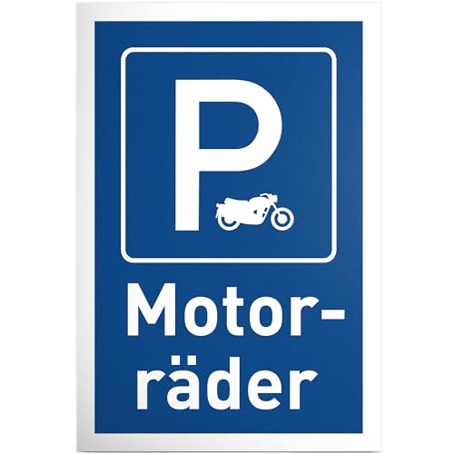 DankeDir! Parkplatz Motorräder - 30 x 20 cm Schild Kunststoff - Lustiges Hinweisschild für Motorradfahrer - Geschenkidee für Biker - Wetterfeste Deko für Garage und Parkplatz von DankeDir!