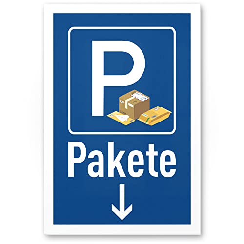 DankeDir! Parkplatz Pakete ablegen - Schild 30 x 20 cm - Hinweis Paketboten Postboten Zusteller Lieferfahrer - Hinweisschild Paketsendungen ablegen - Abstellerlaubnis Sendungen Lieferungen von DankeDir!