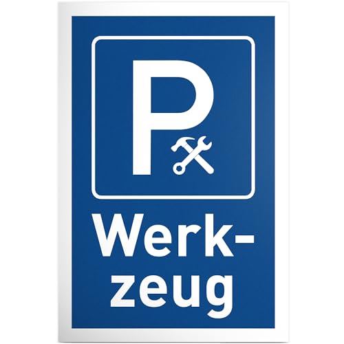 DankeDir! Parkplatz Werkzeug - 30 x 20 cm Schild Kunststoff - Lustiges Hinweisschild für Werkstatt und Garage - Geschenkidee für Handwerker und Heimwerker - Wetterfeste Deko von DankeDir!