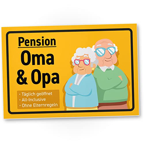 DankeDir! Pension Oma & Opa - 30 x 20 cm Schild - Großeltern Geburtstag Glückwunschkarte Großmutter Karte Enkel Geschenkidee - Partydeko Geburtstagsgeschenk Muttertag Deko Geschenk von DankeDir!