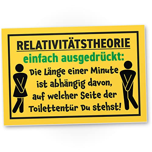 DankeDir! Relativitätstheorie - Schild 30 x 20 cm - Klo Schild WC Schild Kloschild lustig Toilettenschild Toilette - Gäste WC Türschild Gästetoilette Herren witzig Wand Deko von DankeDir!