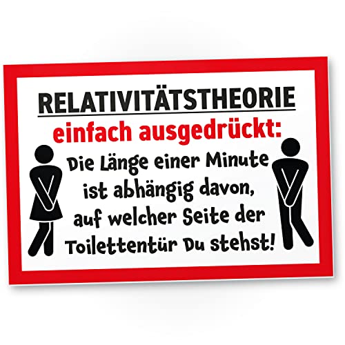 DankeDir! Relativitätstheorie - Schild 30 x 20 cm - Klo Schild WC Schild Kloschild lustig Toilettenschild Toilette - Gäste WC Türschild Gästetoilette Herren witzig Wand Deko von DankeDir!