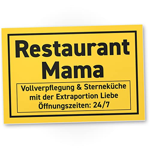 DankeDir! Restaurant Mama - Schild 30 x 20 cm - Muttertag Geschenk Mutter Geburtstagsgeschenk - Glückwunschkarte Muttertagsgeschenk Geschenkidee Karte Geburtstag Weihnachten von DankeDir!