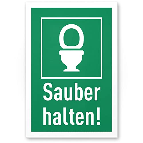 DankeDir! Sauber halten - Schild 30 x 20 cm - witzig Gästetoilette Türschild Wand Deko Herren Gäste WC - WC Schild zum aufhängen lustig Toilette Toilettenschild Klo Schild Kloschild von DankeDir!