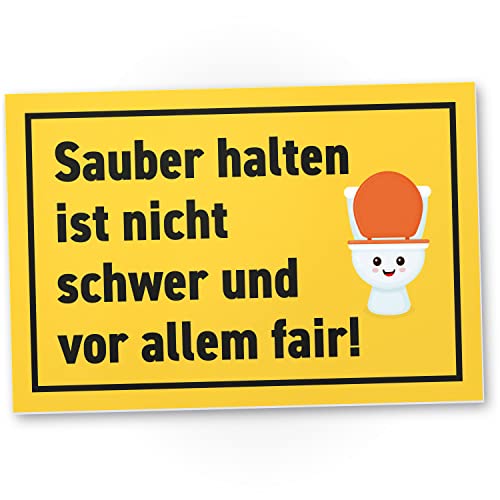 DankeDir! Sauber halten nicht schwer & fair - Schild 30 x 20 cm - Klo Schild Toilette lustig Kloschild WC Schild zum aufhängen - Gäste WC Gästetoilette Deko witzig Herren Wand Türschild von DankeDir!