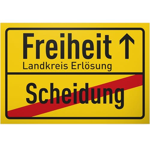 DankeDir! Scheidung - Schild 30 x 20 cm - Lustige Geschenkidee für frisch Geschiedene - Spruch Schild Scheidungsparty Deko - Witziges Spruchschild Türschild - Partydeko Abschied Single von DankeDir!