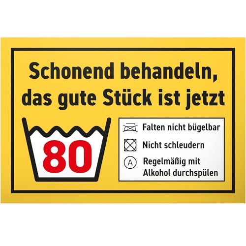 DankeDir! Schonend behandeln - Kunststoff Schild 30 x 20 cm - Geburtstagsdeko Geschenkidee Geburtstagskarte Partydeko - Geschenk 80 Jahre Geburtstagsgeschenk 80. Geburtstag 80er Männer & Frauen von DankeDir!