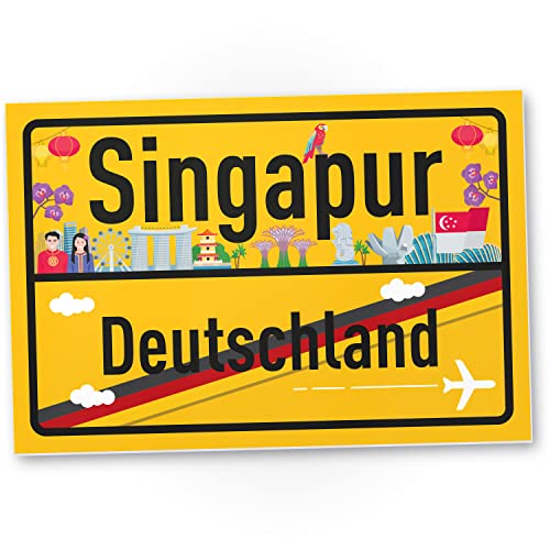 DankeDir! Singapur Deutschland Ortsschild - Schild 30 x 20 cm - Geschenk Idee Gutschein Reise Urlaub Reisegutschein Männer & Frauen Geldgeschenk Abschiedskarte Geschenkidee Deko Karte von DankeDir!