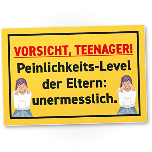 DankeDir! Teenager Eltern Peinlich - 30 x 20 cm Schild - Geschenkidee Türschild Zimmer Jungen & Mädchen Spruch - Lustige Deko Geschenk Idee lustig Geburtstag Dekoration Tür Deko Jugendliche von DankeDir!