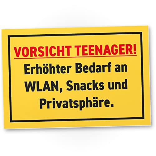 DankeDir! Teenager WLAN - Schild 30 x 20 cm - Jungen & Mädchen Türschild Teenager Spruch Geschenkidee Jugendzimmer - Tür Deko Jugendliche Geschenk Idee lustig Geburtstag Zimmer Deko von DankeDir!