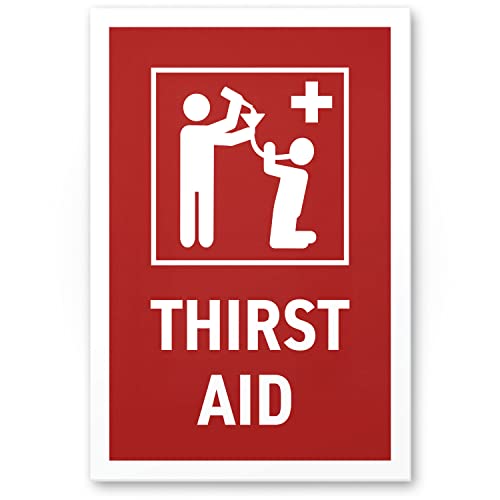 DankeDir! Thirst Aid Spruchschild - Schild 20 x 30 cm - Partydeko Geburtstagsdeko lustiger Spruch Geschenkidee Geburtstagsgeschenk - Photo Booth JGA Geschenk Requiste Alkohol Party von DankeDir!