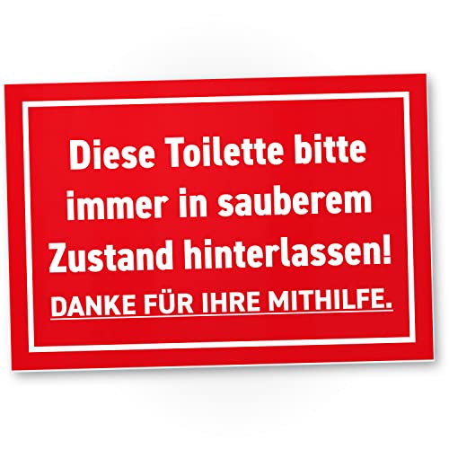 DankeDir! Toilette in sauberem Zustand hinterlassen - Schild 30 x 20 cm - Gäste WC Herren Deko witzig Türschild Wand Gästetoilette - lustig Klo Schild WC Schild zum aufhängen Kloschild von DankeDir!