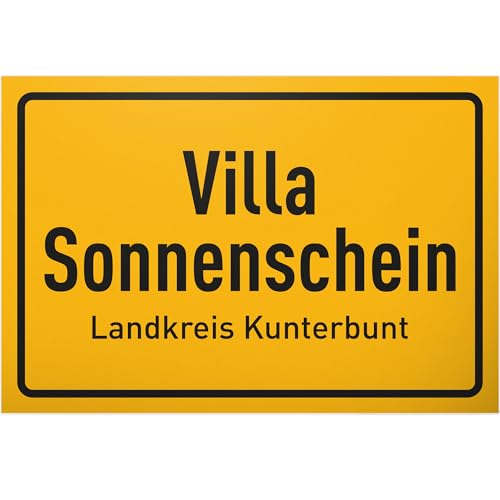 DankeDir! Villa Sonnenschein - 30 x 20 cm Schild - Deko Partydeko Kollegen Freunde Geschenkidee Geschenk Party - Wanddeko Tür Haustüre Spruchschild Türschild Spruch Geburtstagsgeschenk von DankeDir!